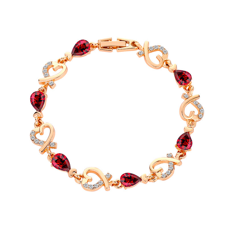 Pulsera de aleación de diamantes de flor hueca de corazón al por mayor